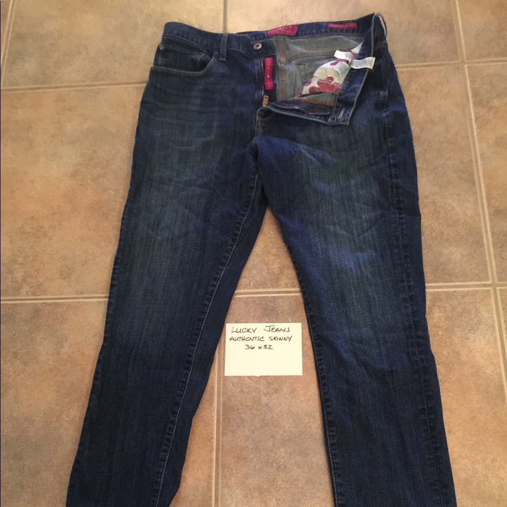 Lucky Authentic Skinny Indigo Blue zip fly 36 x 32